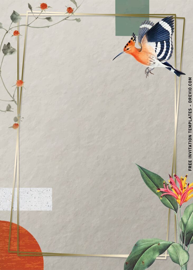 7 Watercolor Summer Tropical Macaw Bird And Floral Invitation Templates