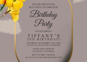8+ Bright Yellow Poppy And Gardenia Birthday Invitation Templates