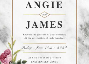 8+ Modern Embrace-Marble & Floral Wedding Invitation Templates