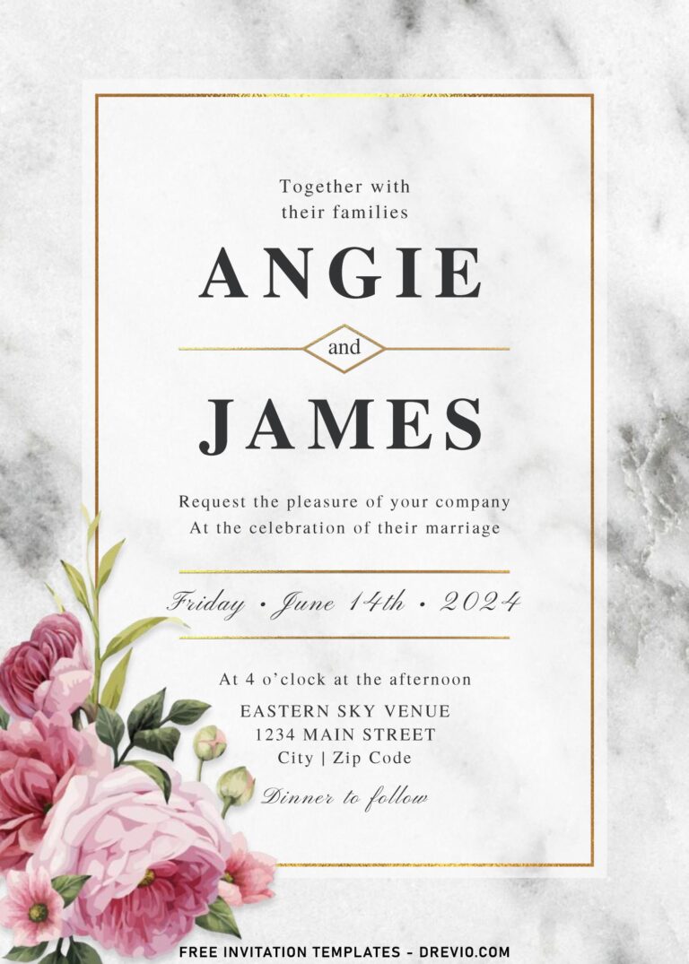 8+ Modern Embrace-Marble & Floral Wedding Invitation Templates