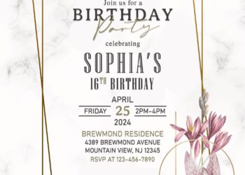 8+ Fancy Marble Amaryllis Birthday Invitation Templates