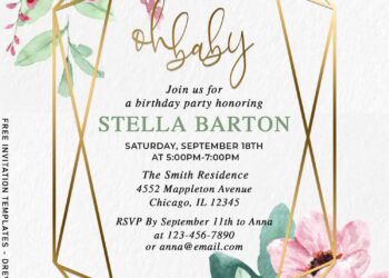 8+ Modern Stylish Geometric Floral Birthday Invitation Templates