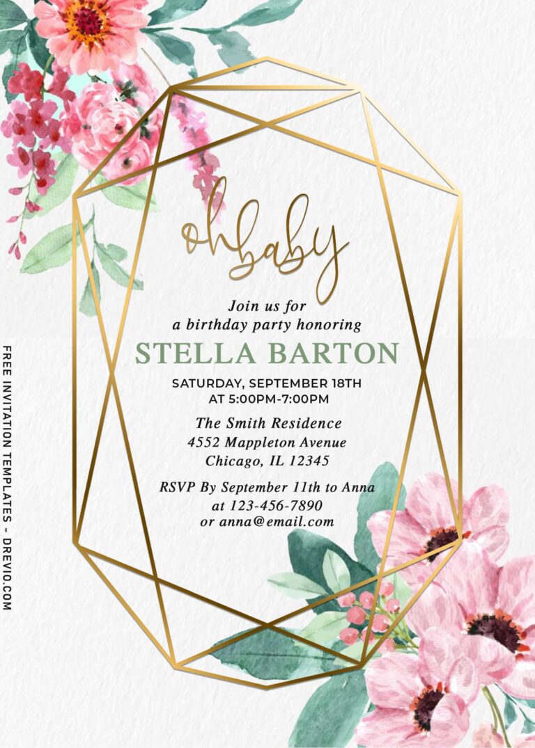 8+ Modern Stylish Geometric Floral Birthday Invitation Templates