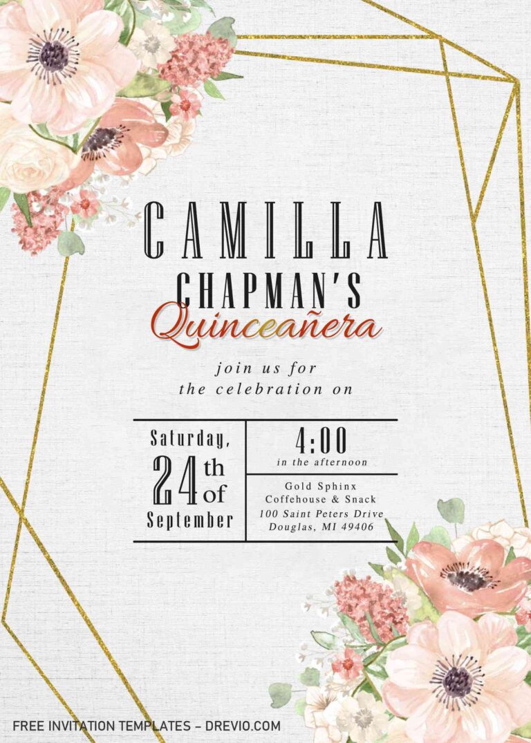 9+ Elegant Floral Invitation Templates With Stylish Geometric Frame