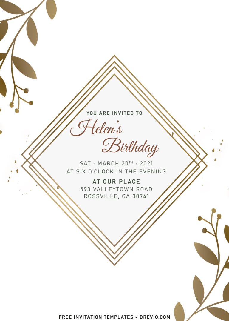 9+ Simple Golden Eucalyptus Birthday Invitation Templates