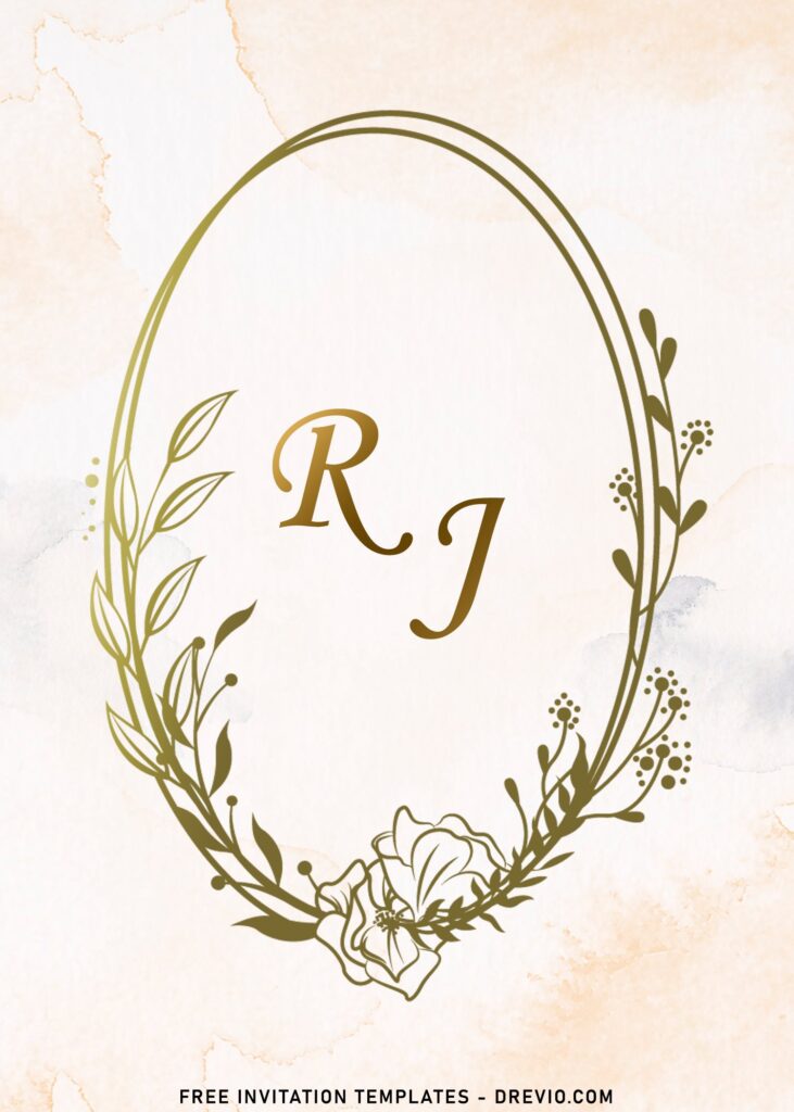 10+ Elegant Gold Floral Monogram Wedding Invitation Templates