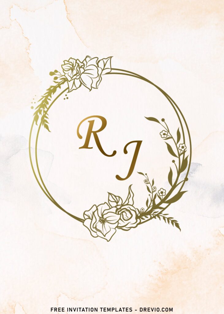 10+ Elegant Gold Floral Monogram Wedding Invitation Templates