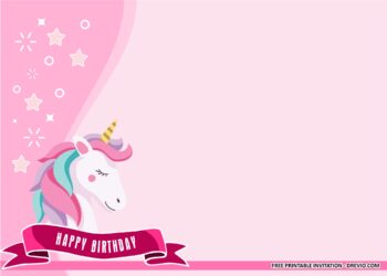 Golden Unicorn Invitation Templates 2