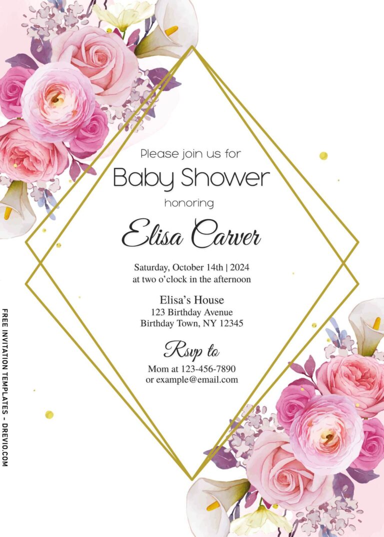 7+ Modern Wild Vines And Blush Rose Birthday Invitation Templates
