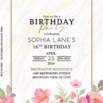 10+ Beautiful Watercolor Peach Flowers Birthday Invitation Templates