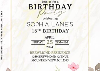 10+ Beautiful Watercolor Peach Flowers Birthday Invitation Templates