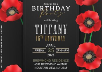 10+ Minimalist Elegant Red Poppy Floral Invitation Templates