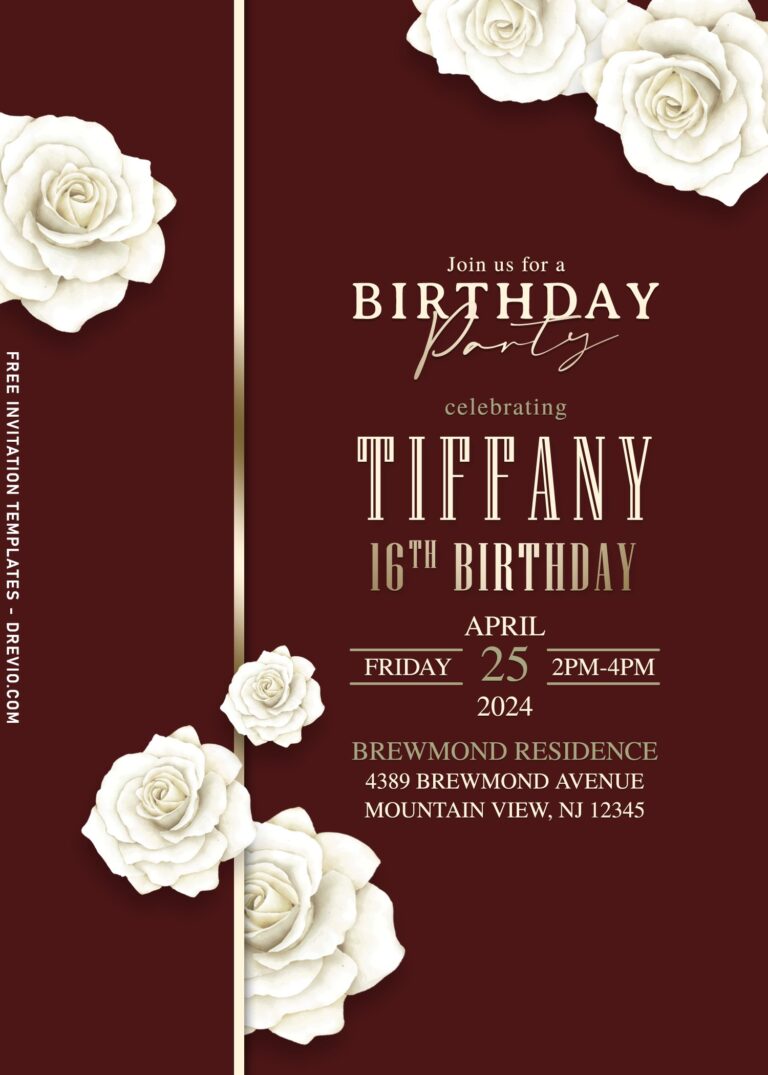 10+ Classy White Rose Sixteenth Birthday Invitation Templates