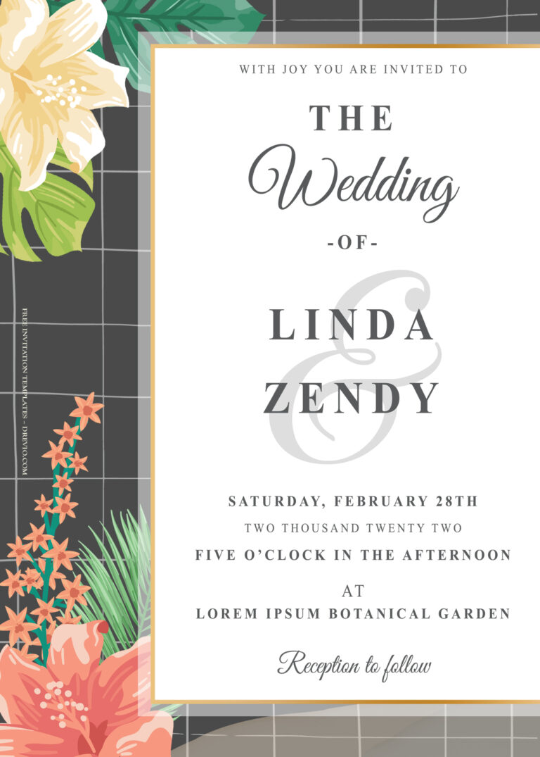 10+ Peek Over Summer Gold Floral Wedding Invitation Templates Title