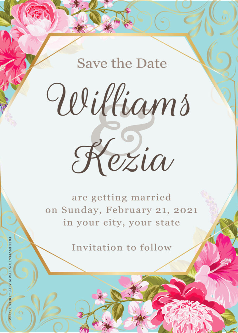 10+ Pink On The Sky Gold Floral Wedding Invitation Templates Title