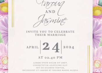 11+ Purple Bloom Floral Gold Wedding Invitation Templates Title