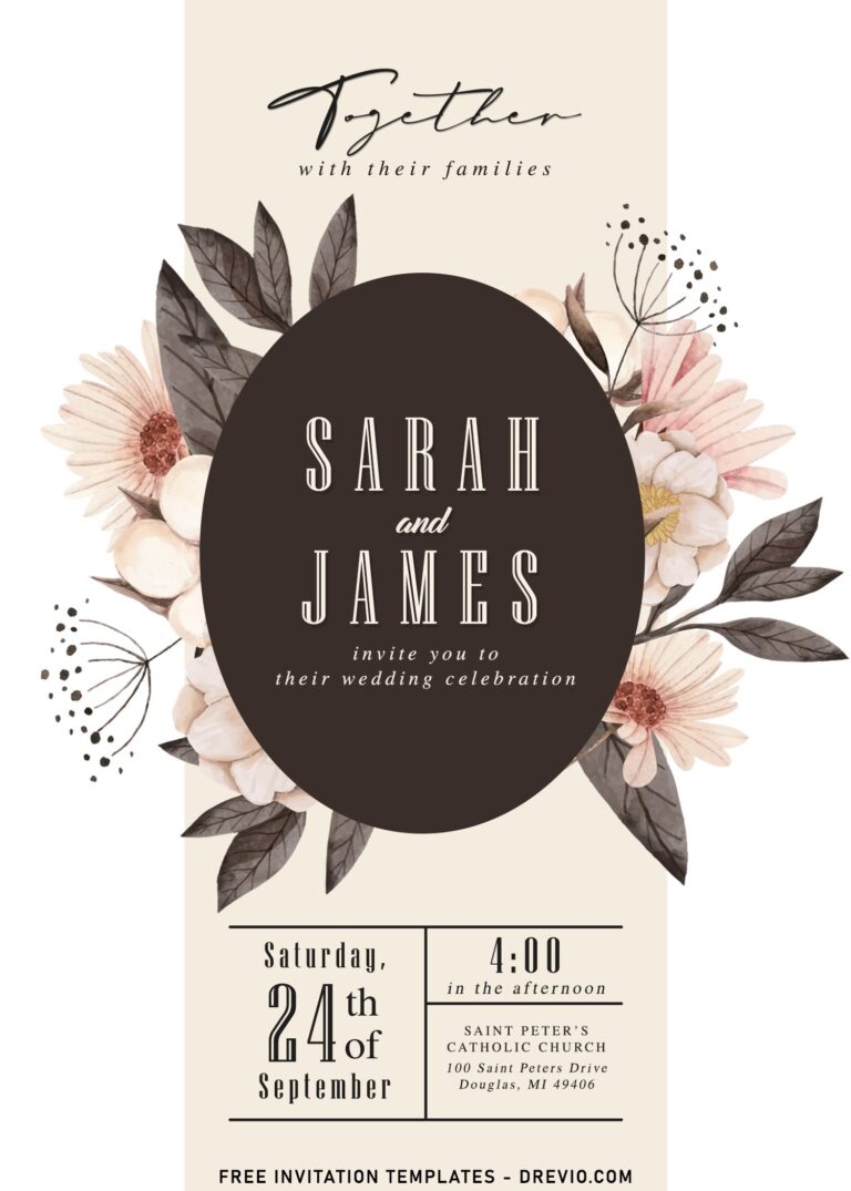 11+ Delicate White Blush Flower Modern Wedding Invitation Templates