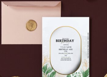 (Free Editable PDF) Gold Frame Greenery Invitation Templates For Modern Couples