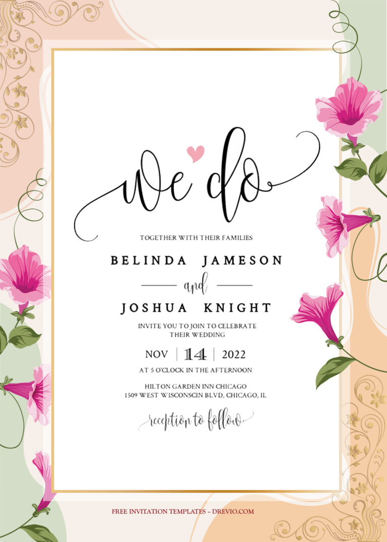 7+ Blooming Pinky Gold Floral Wedding Invitation Templates Title