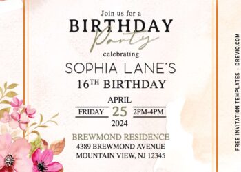 7+ Rustic Burgundy Rose And Ranunculus Birthday Invitation Templates