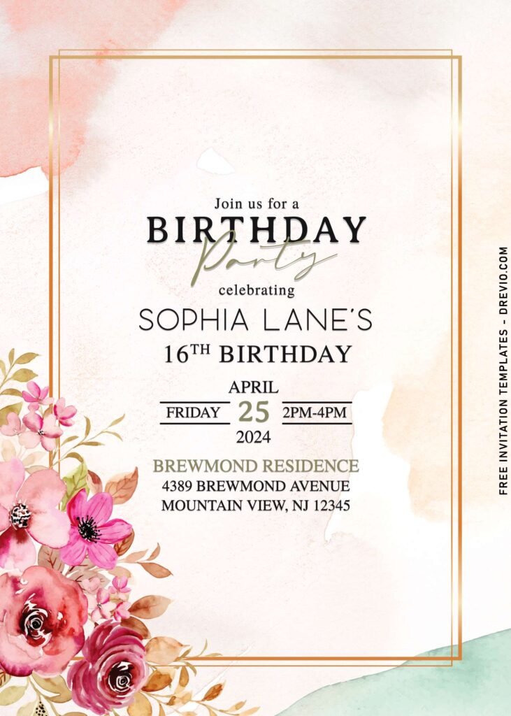 7+ Rustic Burgundy Rose And Ranunculus Birthday Invitation Templates