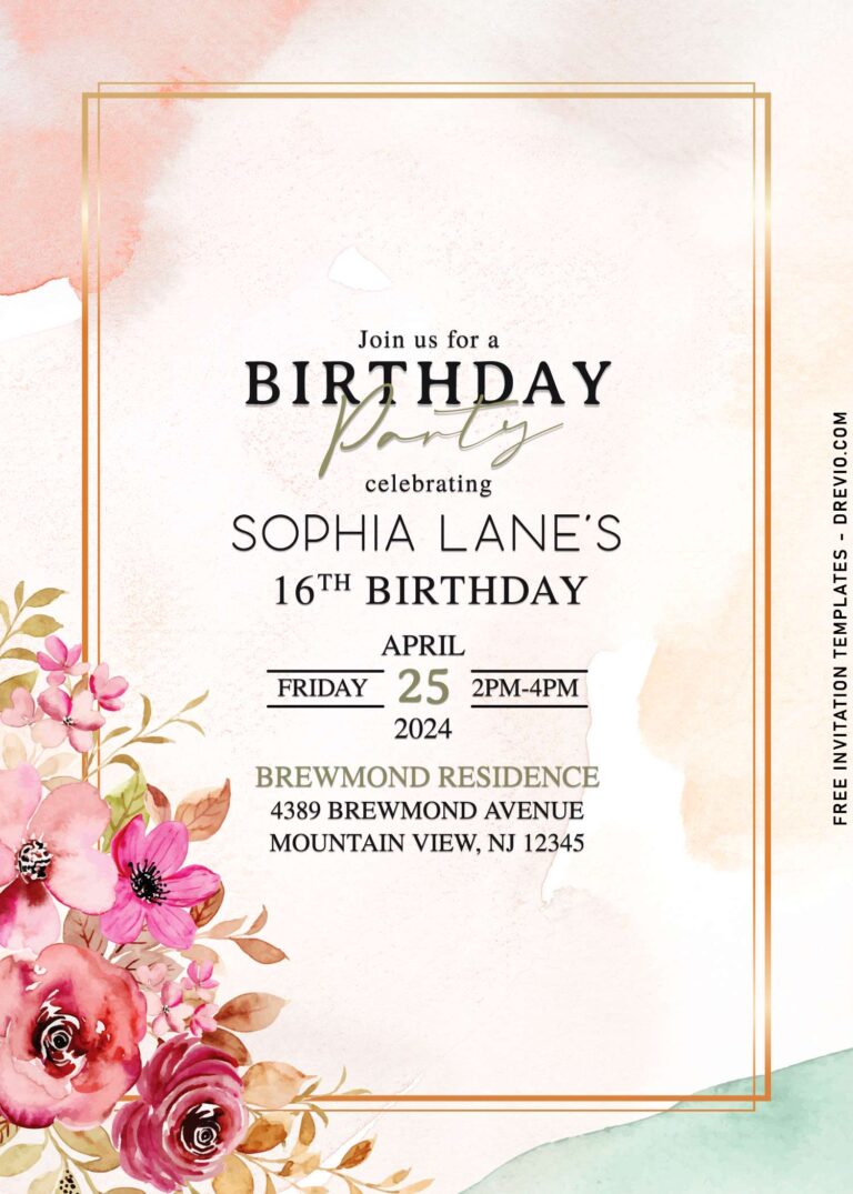 7+ Rustic Burgundy Rose And Ranunculus Birthday Invitation Templates