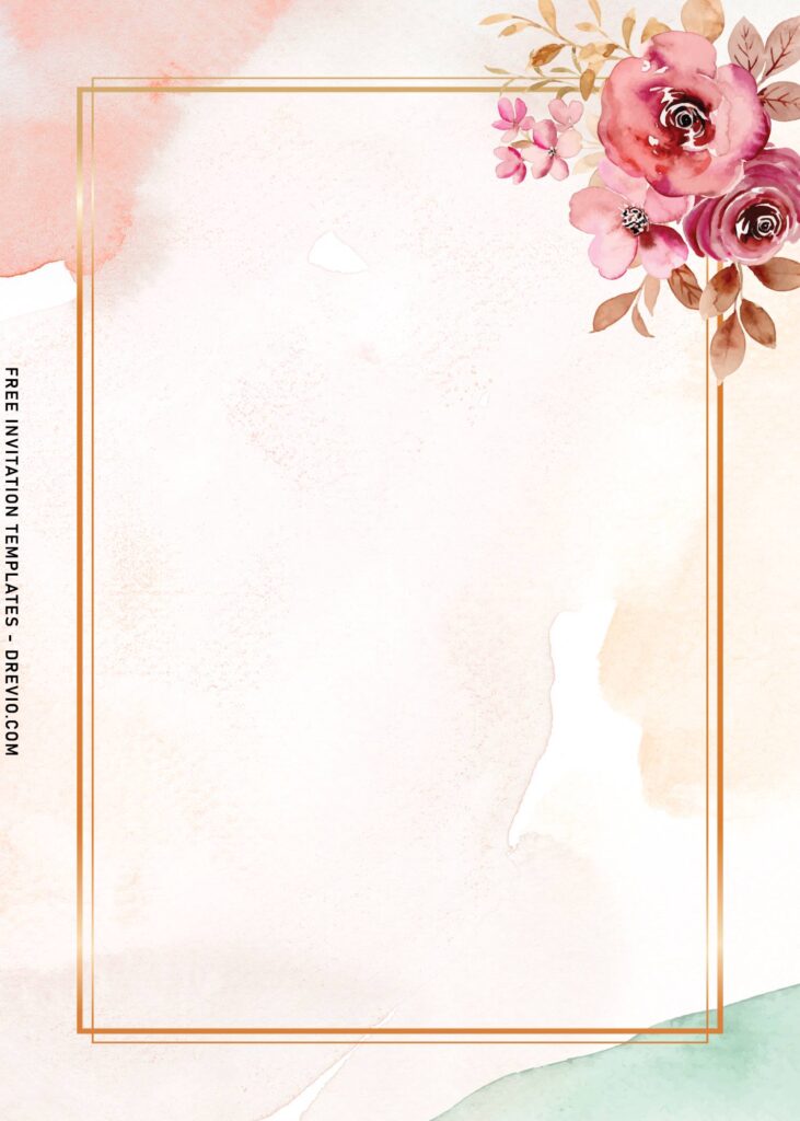 7 Burgundy Rose Floral Frame Bridal Shower Invitation Templates