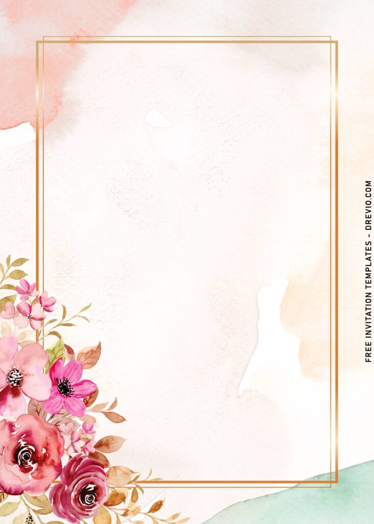 7 Burgundy Rose Floral Frame Wedding Invitation Templates