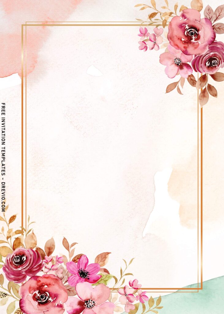 7 Gorgeous Burgundy Rose Floral Frame Birthday Invitation Templates