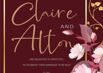 7+ Lovely Red Floral Gold Wedding Invitation Templates Title
