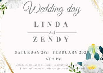 7+ Pastel Blue Gold Floral Wedding Invitation Templates Title