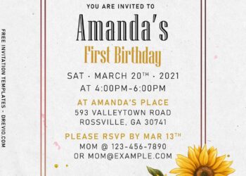 7+ Simple Sunflower First Birthday Invitation Templates