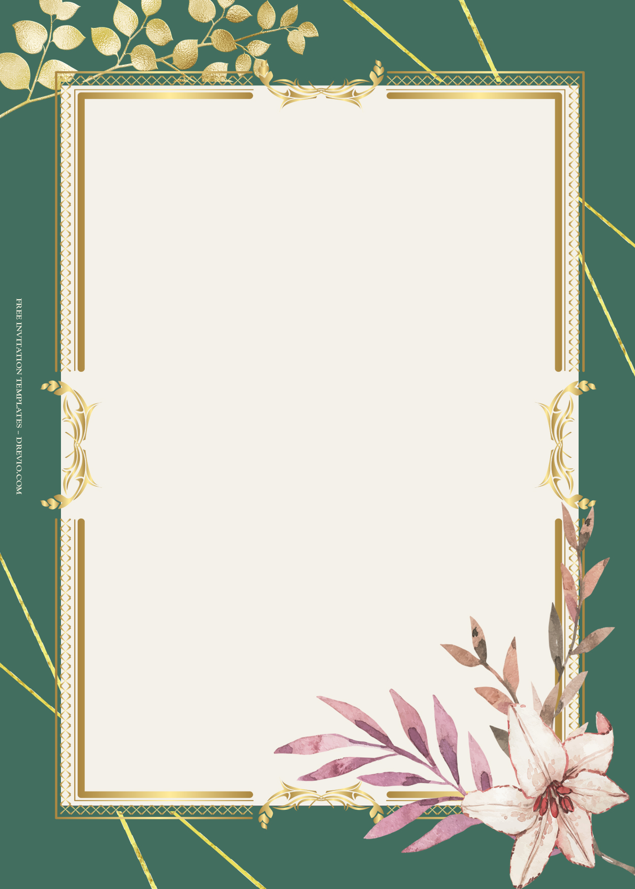 7+ Simple Greenery Gold Floral Wedding Invitation Templates Two