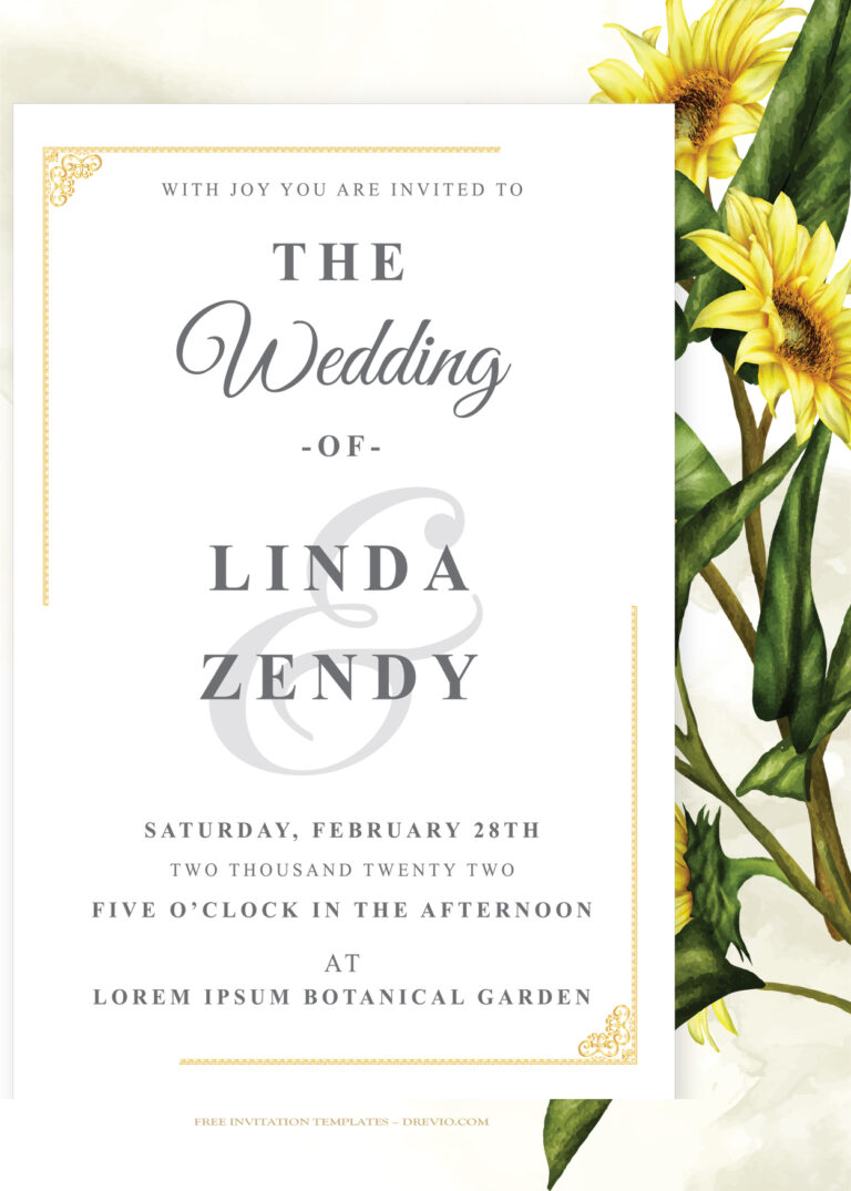 7+ Sunflower Fiesta Floral Gold Wedding Invitation Templates Title