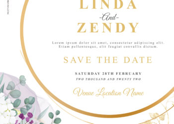 7+ The Flow Of Purple Floral Gold Wedding Invitation Templates Title