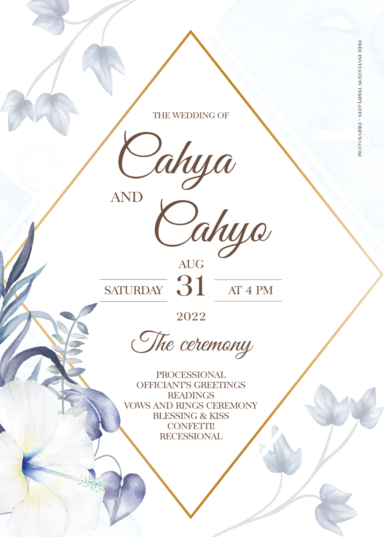 7+ Violet And Blue Gold Wedding Invitation Templates