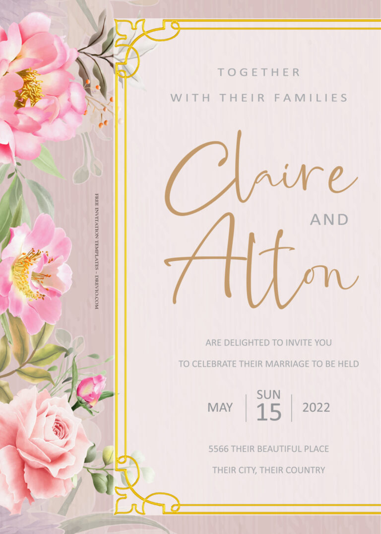 8+ Pink Promise Floral Gold Wedding Invitation Templates Title
