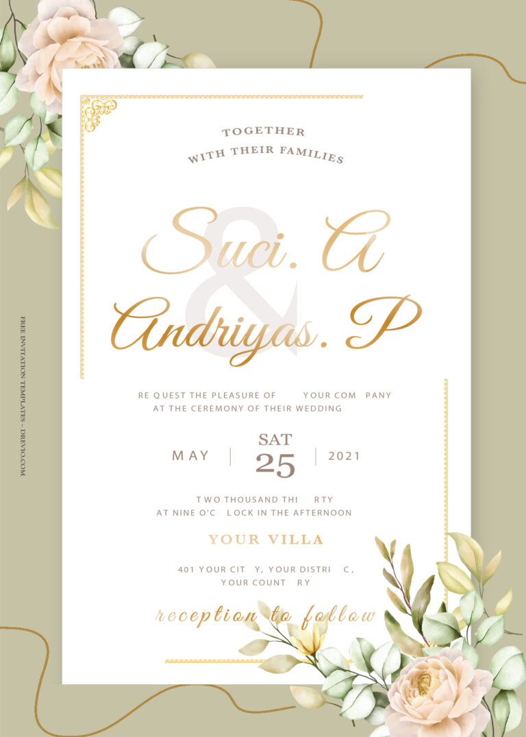 8+ Pinky Fusion Floral Gold Wedding Invitation Templates Title