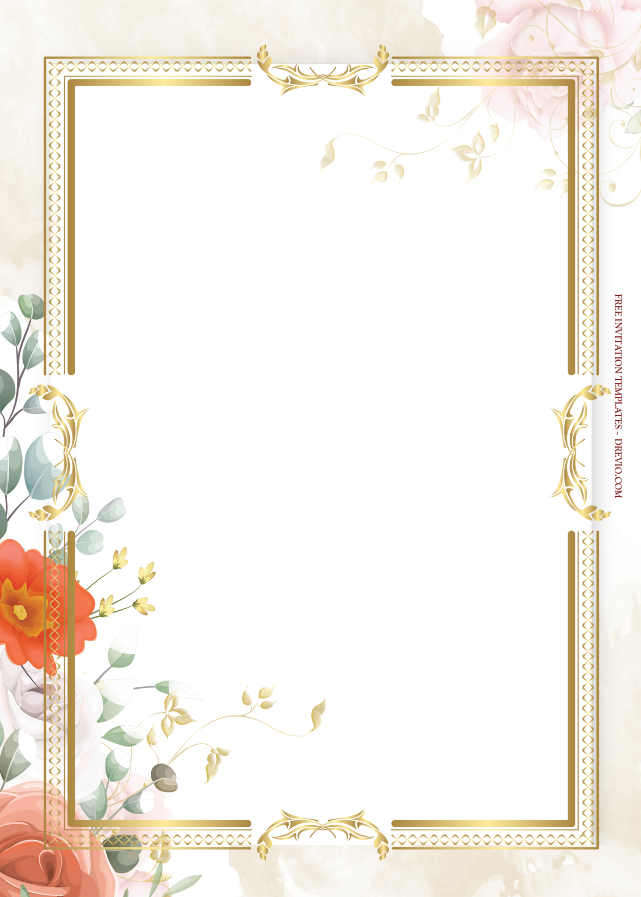 8+ Red On Red Gold Floral Wedding Invitation Templates Seven