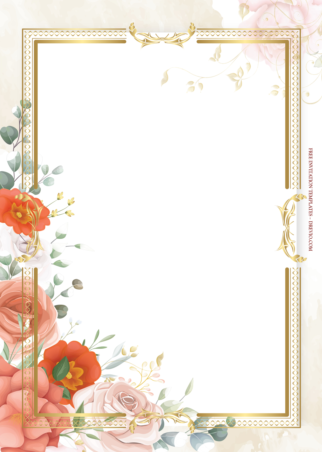 8+ Red On Red Gold Floral Wedding Invitation Templates Six