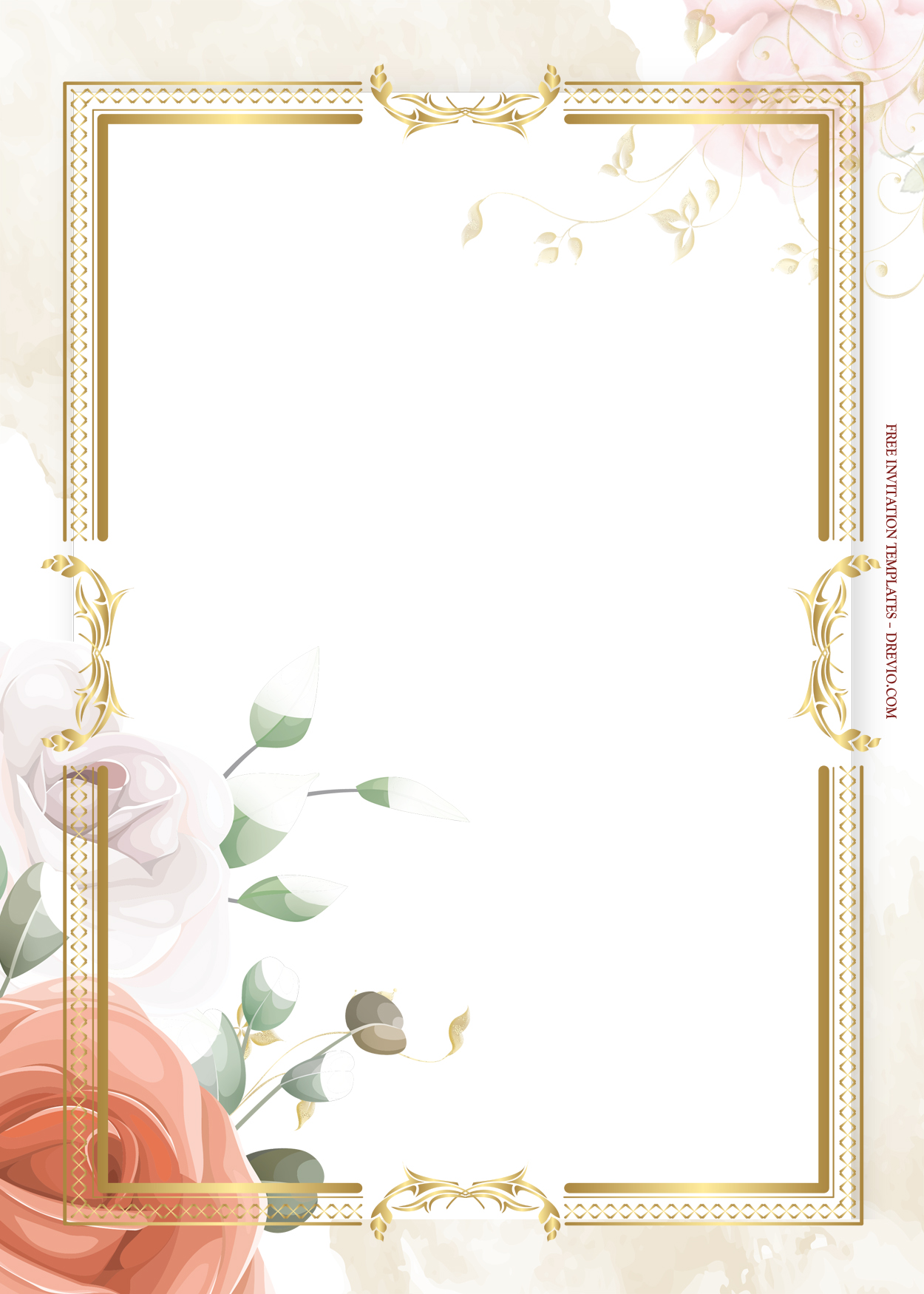 8+ Red On Red Gold Floral Wedding Invitation Templates Three
