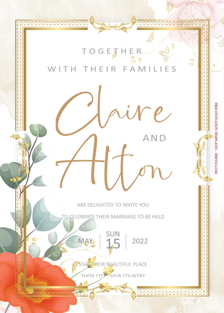 8+ Red On Red Gold Floral Wedding Invitation Templates Title