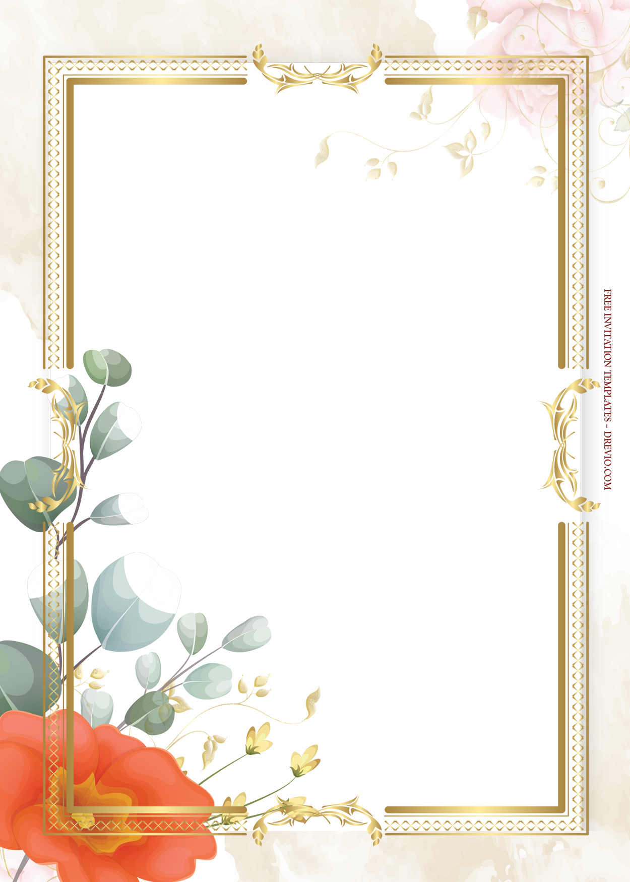 8+ Red On Red Gold Floral Wedding Invitation Templates Two