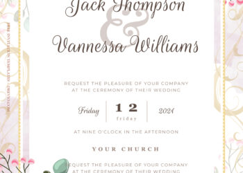 8+ Roses With Love Gold Wedding Invitation Templates Title