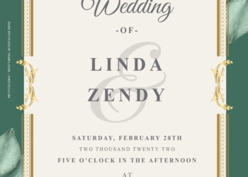 8+ Spring In Green Floral Gold Wedding Invitation Templates Title