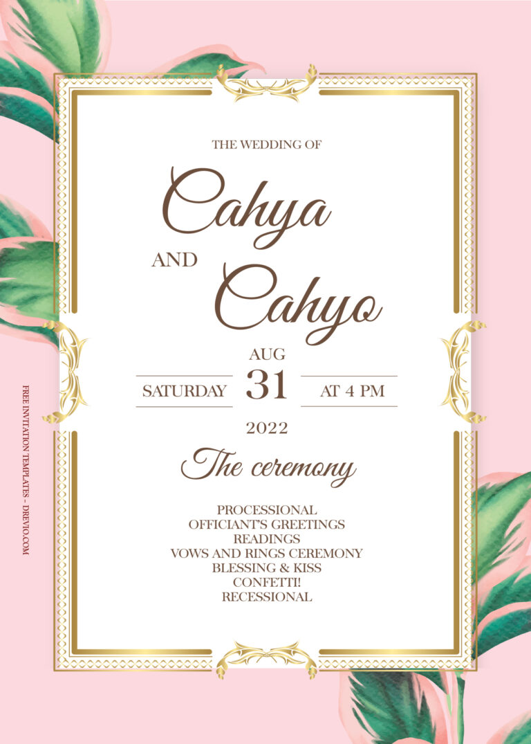 8+ Tropical Blast Floral Gold Wedding Invitation Templates Title