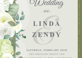 8+ White Bouquet Floral Gold Wedding Invitation Templates Title