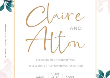 9+ Cherry Pink Floral Gold Wedding Invitation Templates Title