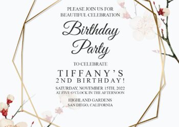 9 Geometric Garden Blush Birthday Invitation Templates