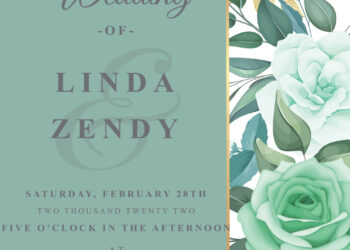 9+ Green Roses Floral Gold Wedding Invitation Templates Title